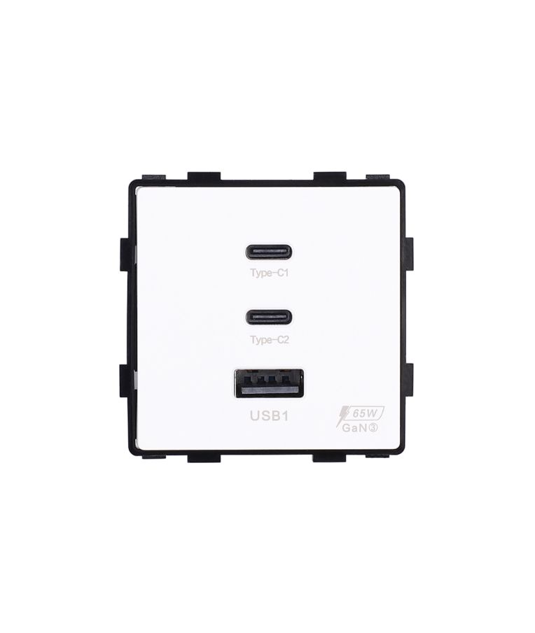 Greito krovimo rozetė Feelspot su USB+C+C jungtimis, 65W, balta 1