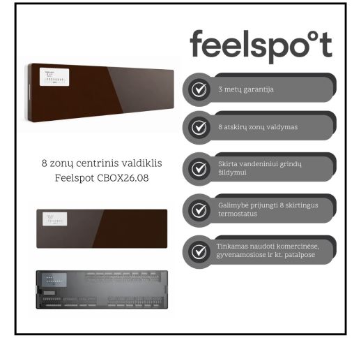 8 zonų laidinis centrinis valdiklis Feelspot CBOX26.08