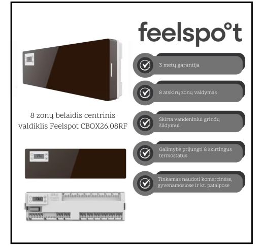 8 zonų belaidis centrinis valdiklis Feelspot CBOX26.08RF 