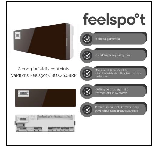 8 zonų belaidis centrinis valdiklis Feelspot CBOX26.08RF 