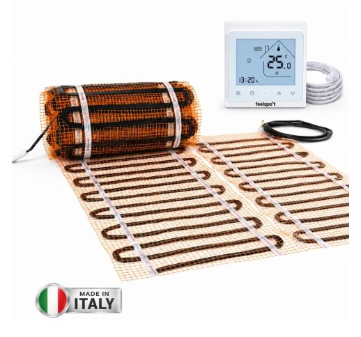 Grindinio šildymo tinklelis Warmset BLACK, 150W + programuojamas termostatas Feelspot WTH51.36 NEW