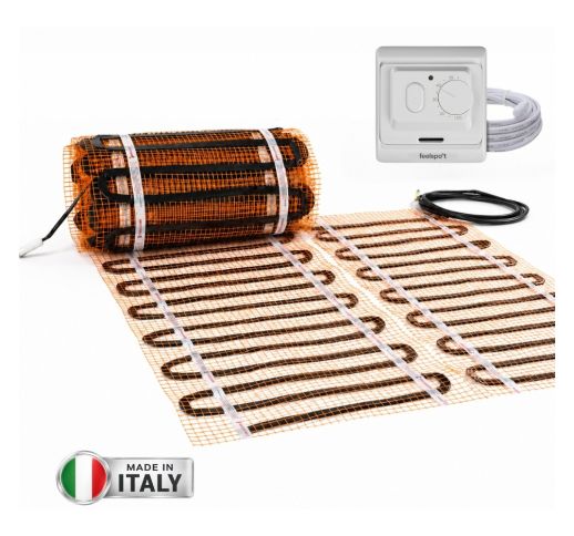 Grindinio šildymo tinklelis Warmset BLACK, 150W + neprogramuojamas termostatas Feelspot WTH71.36