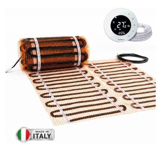 Grindinio šildymo tinklelis Warmset BLACK, 85W ir termostatas Feelspot WTH93.36