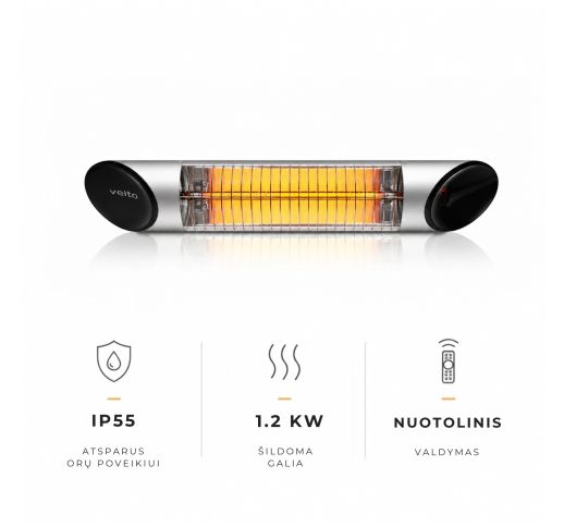 Anglies pluošto infraraudonųjų spindulių šildytuvas Veito BLADE MINI, sidabrinis