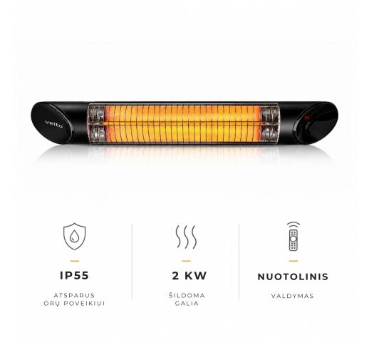 Anglies pluošto infraraudonųjų spindulių šildytuvas Veito BLADE, juodas