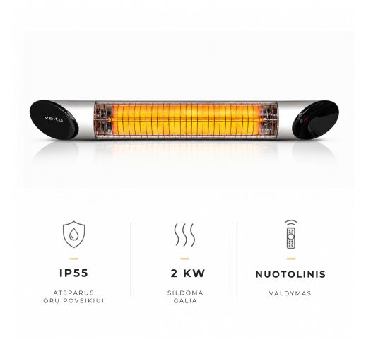 Anglies pluošto infraraudonųjų spindulių šildytuvas Veito BLADE, sidabrinis