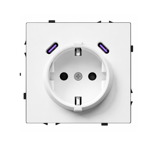 Kištukinis lizdas su USB C+C jungtimis Feelspot FSKL1CCW, 20W, baltas