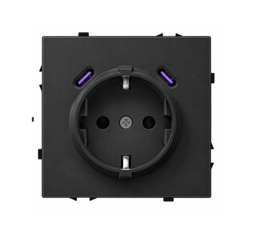 Kištukinis lizdas su USB C+C jungtimis Feelspot FSKL1CCB, 20W, juodas