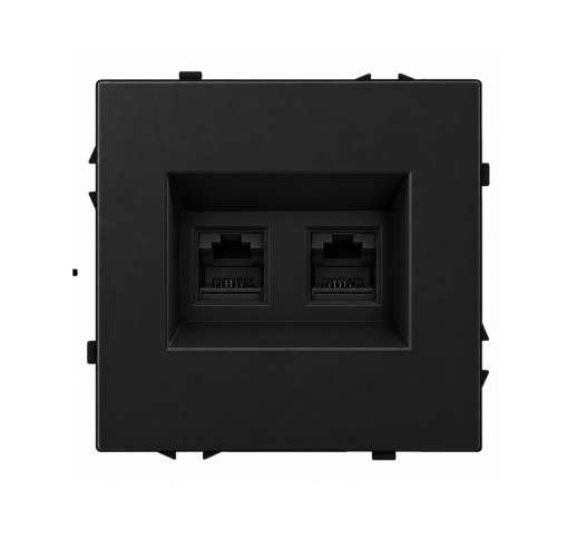 Dvigubas interneto lizdas CAT 6 Feelspot FSIN2CAT6B, juoda
