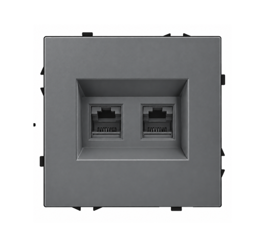 Dvigubas interneto lizdas CAT 6 Feelspot FSIN2CAT6G, pilkas