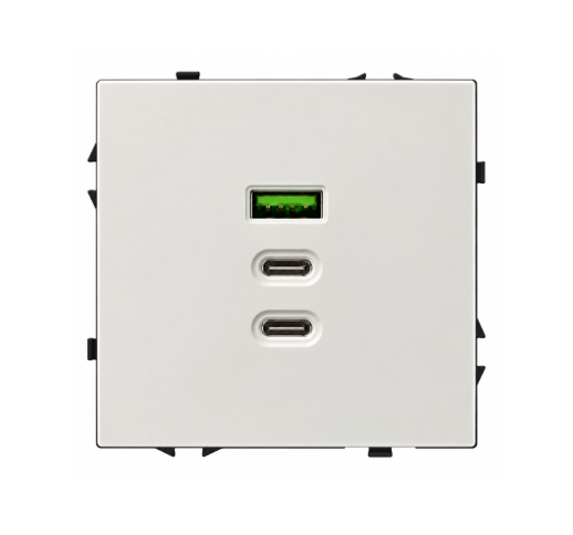 Greito krovimo USB rozetė su A+C+C jungtimis Feelspot FSACC65W, 65 W, balta