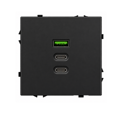 Greito krovimo USB rozetė su A+C+C jungtimis Feelspot FSACC65B, 65 W, juoda