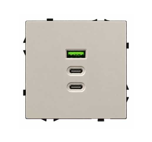 Greito krovimo USB rozetė su A+C+C jungtimis Feelspot FSACC65CA, 65 W, kašmyro