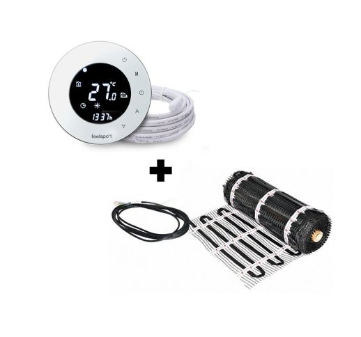 Grindinio šildymo tinklelis Warmset BLACK, 85W + programuojamas termostatas Feelspot WTH93.36