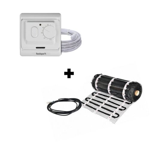 Grindinio šildymo tinklelis Warmset BLACK, 85W + neprogramuojamas termostatas Feelspot WTH71.36