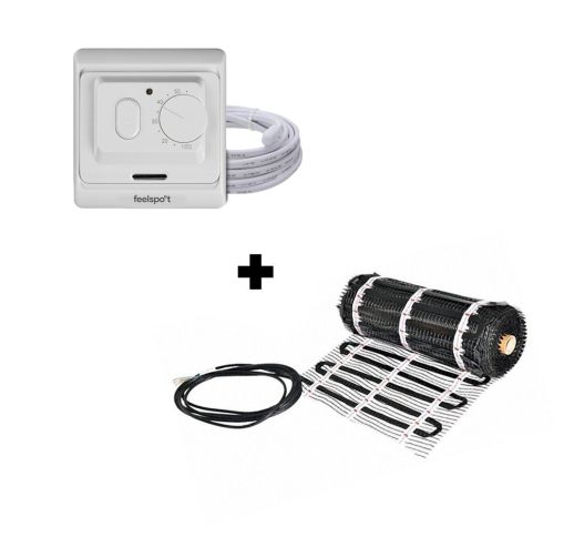 Grindinio šildymo tinklelis Warmset BLACK, 150W + programuojamas termostatas Feelspot WTH71.36