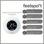Grindinio šildymo tinklelis Warmset BLACK, 85W ir termostatas Feelspot WTH93.36