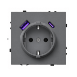 Kištukinis lizdas su USB A+C jungtimis Feelspot FSKL1A1CG, 20W, pilkas 1