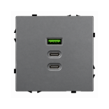 Greito krovimo USB rozetė su A+C+C jungtimis Feelspot FSACC65G, 65 W, pilka 1