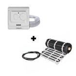 Grindinio šildymo tinklelis Warmset BLACK, 150W + programuojamas termostatas Feelspot WTH71.36