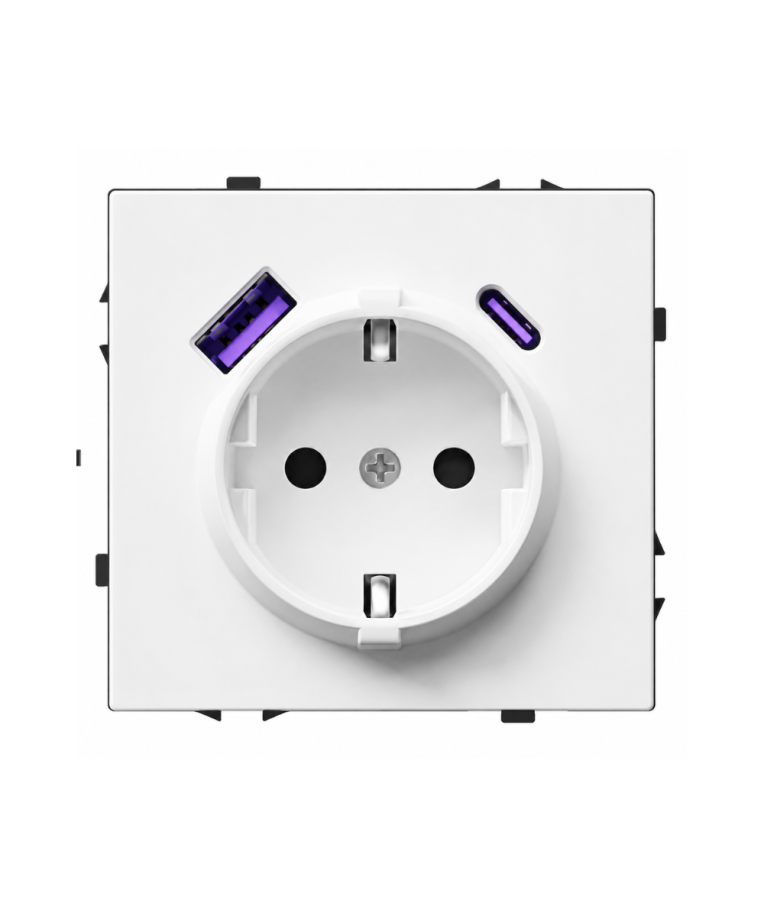 Kištukinis lizdas su USB A+C jungtimis Feelspot FSKL1A1CW, 20W, baltas 1