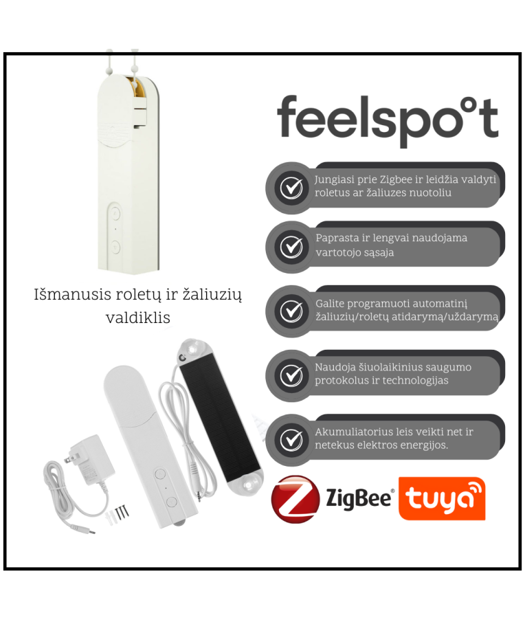 Išmanusis roletų ir žaliuzių valdiklis Feelspot BDM01ZB Zigbee, Tuya 1