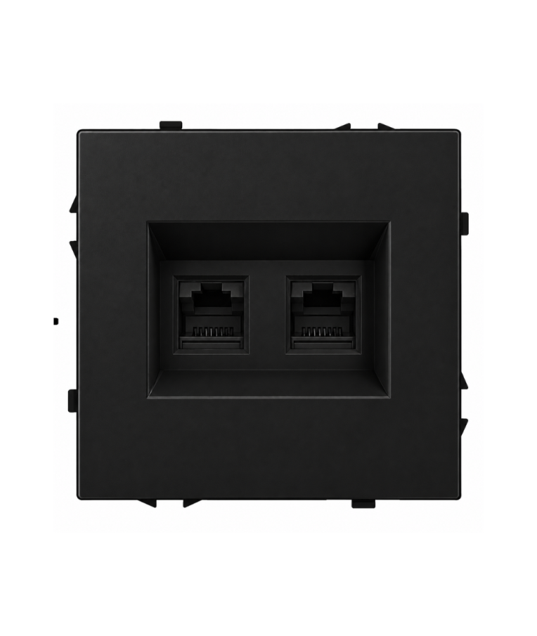 Dvigubas interneto lizdas CAT 6 Feelspot FSIN2CAT6B, juoda 1