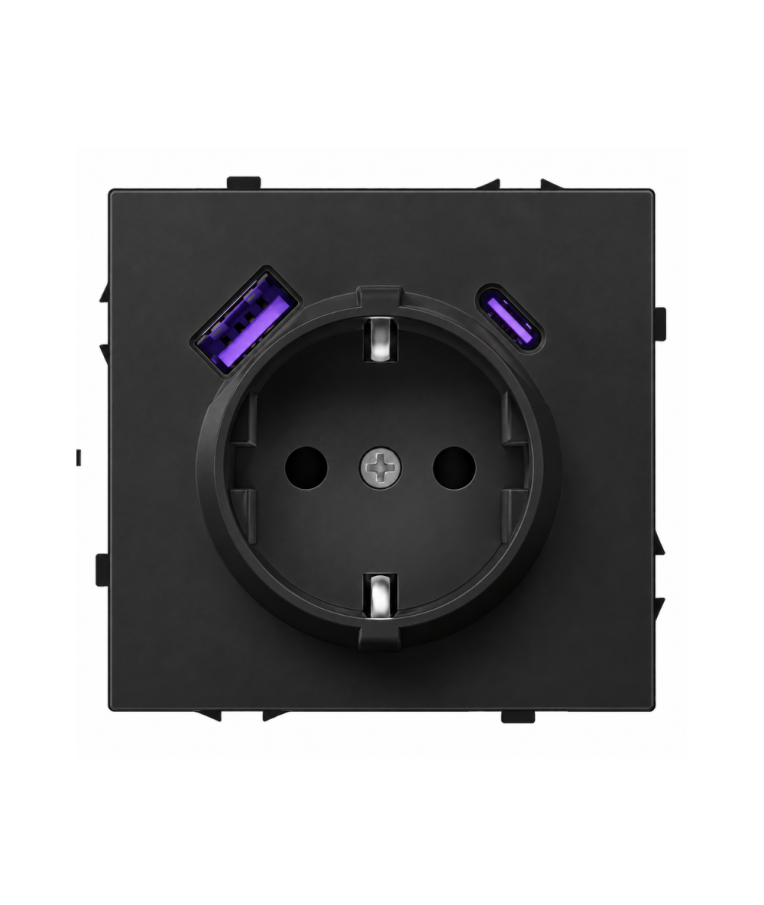 Kištukinis lizdas su USB A+C jungtimis Feelspot FSKL1A1CB, 20W, juodas 1