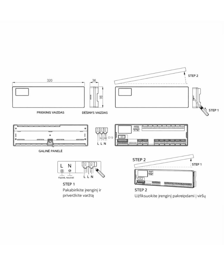 8 zonų laidinis centrinis valdiklis Feelspot CBOX26.08