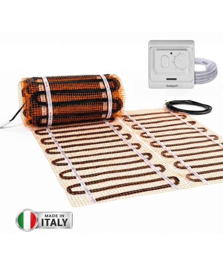 Grindinio šildymo tinklelis Warmset BLACK, 150W + neprogramuojamas termostatas Feelspot WTH71.36