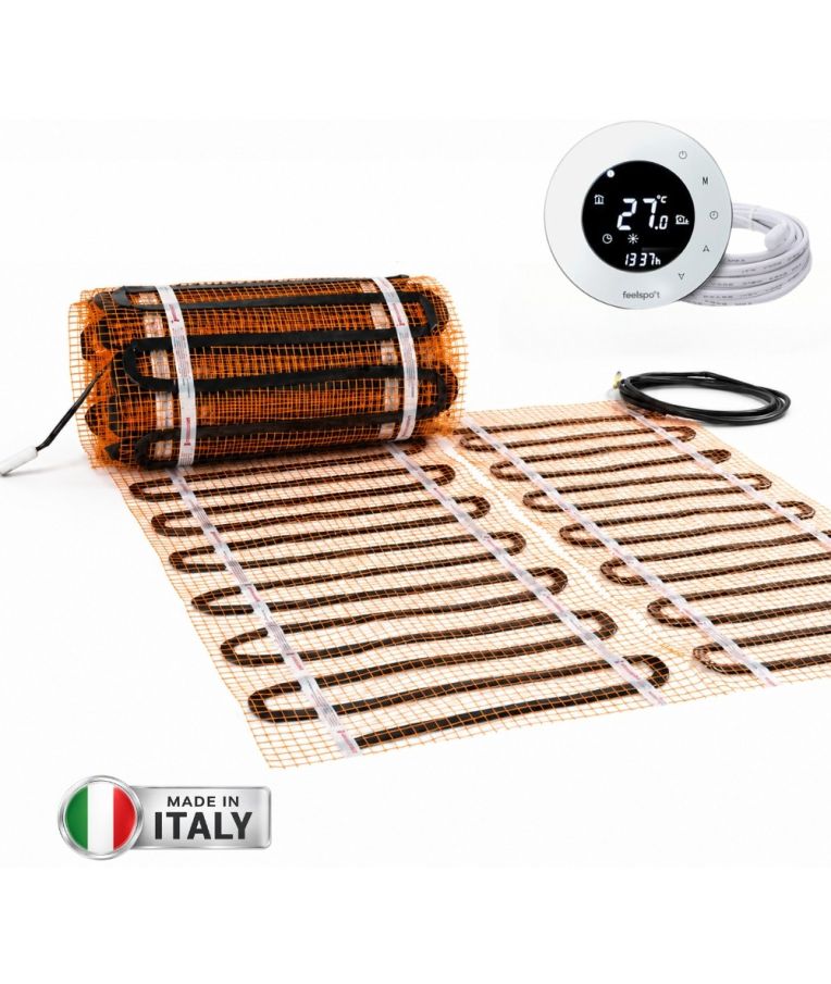 Grindinio šildymo tinklelis Warmset BLACK, 85W ir termostatas Feelspot WTH93.36
