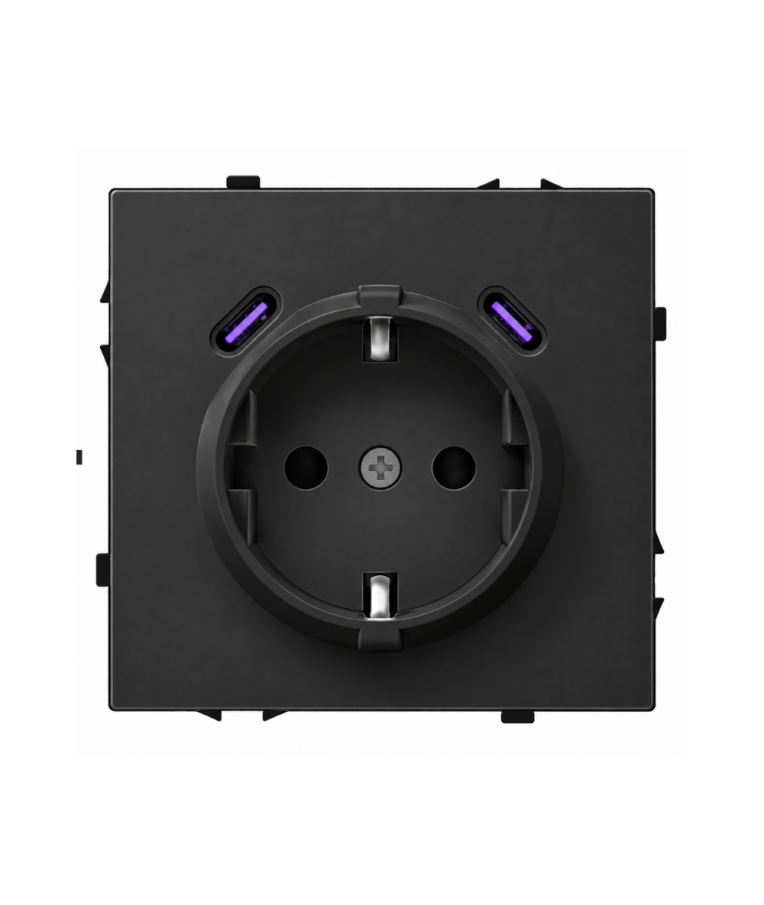 Kištukinis lizdas su USB C+C jungtimis Feelspot FSKL1CCB, 20W, juodas 1