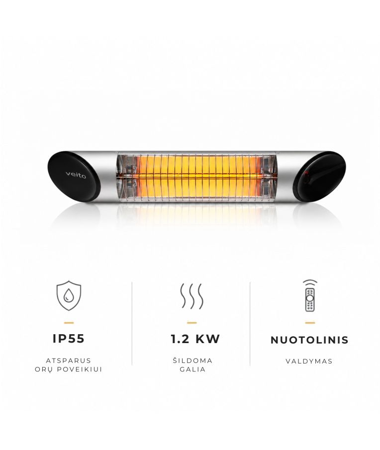 Anglies pluošto infraraudonųjų spindulių šildytuvas Veito BLADE MINI, sidabrinis