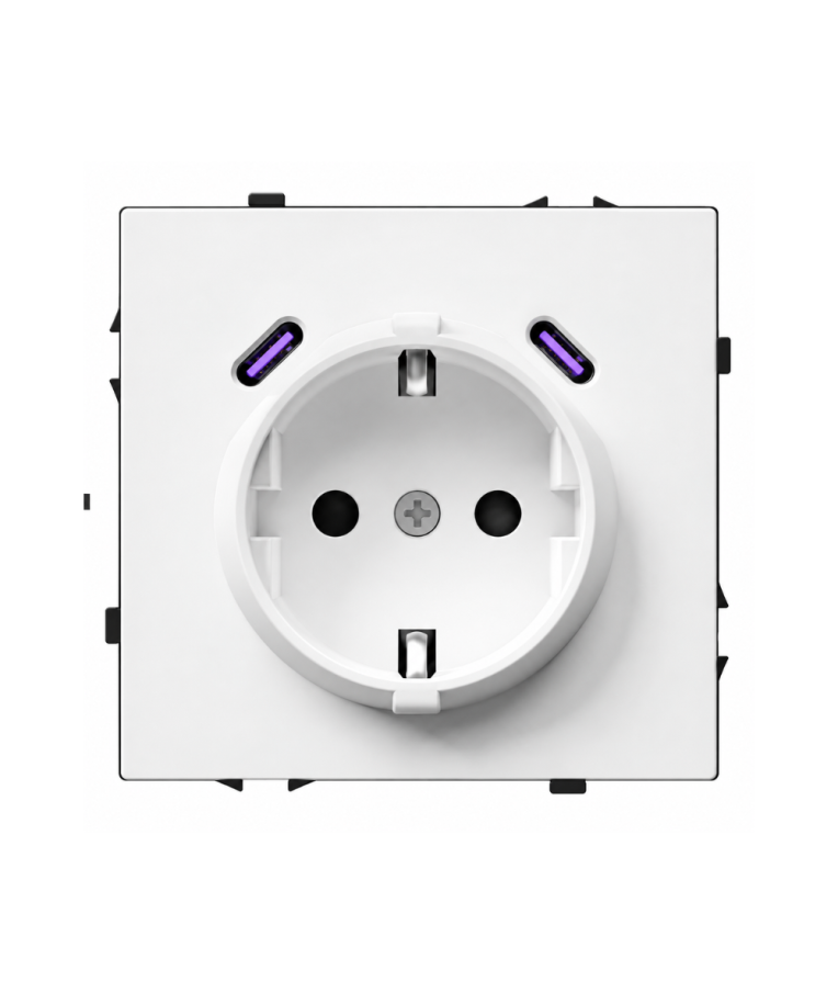 Kištukinis lizdas su USB C+C jungtimis Feelspot FSKL1CCW, 20W, baltas 1