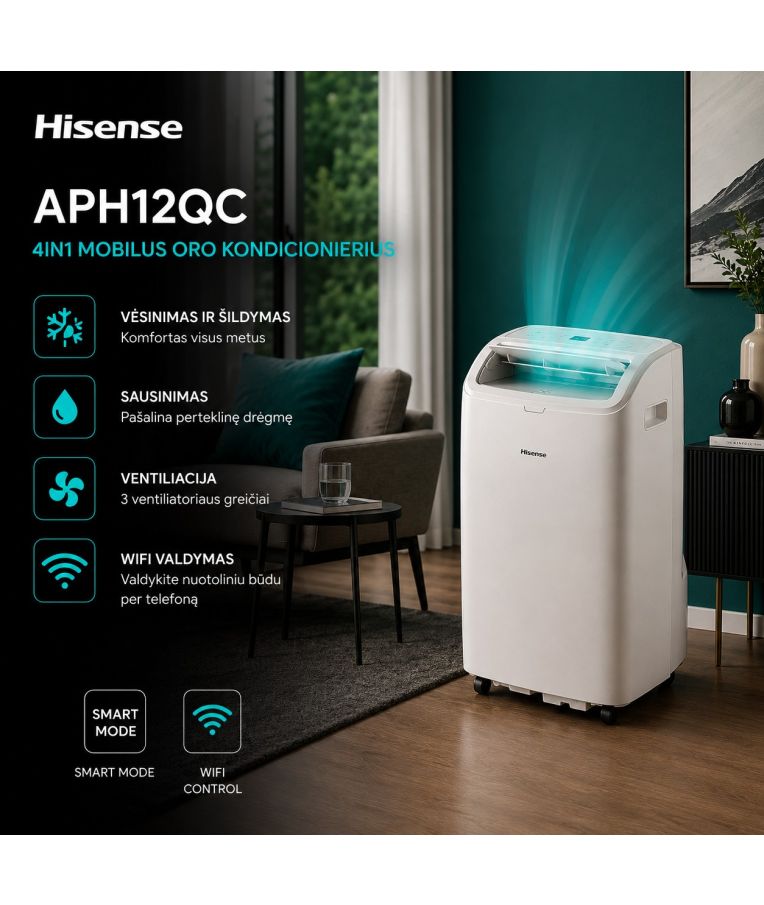 Mobilus 4in1 oro kondicionierius Hisense APH12QC, WiFi