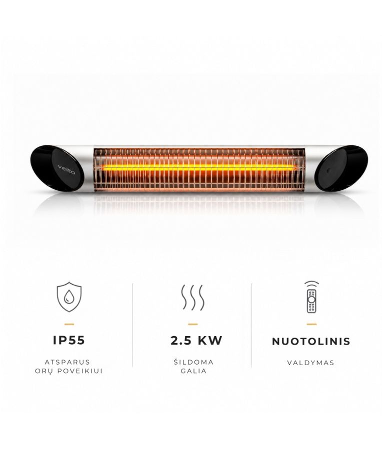 Anglies pluošto infraraudonųjų spindulių šildytuvas Veito BLADE S, sidabrinis