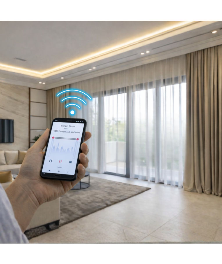 Išmanusis elektrinis karnizas užuolaidoms (4m) Feelspot FS-CMK04W WiFi, Tuya