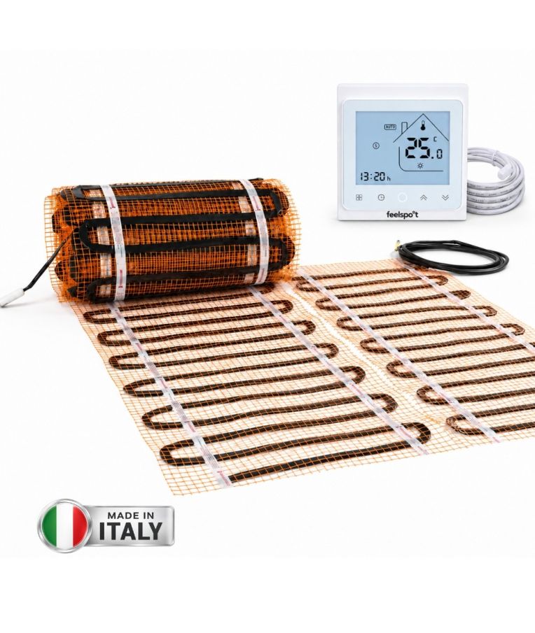 Grindinio šildymo tinklelis Warmset BLACK, 85W + programuojamas termostatas Feelspot WTH51.36 NEW