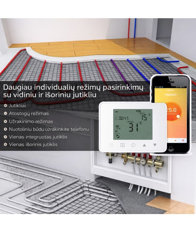 Išmanus programuojamas termostatas Feelspot WTH90.03RF, ZigBee