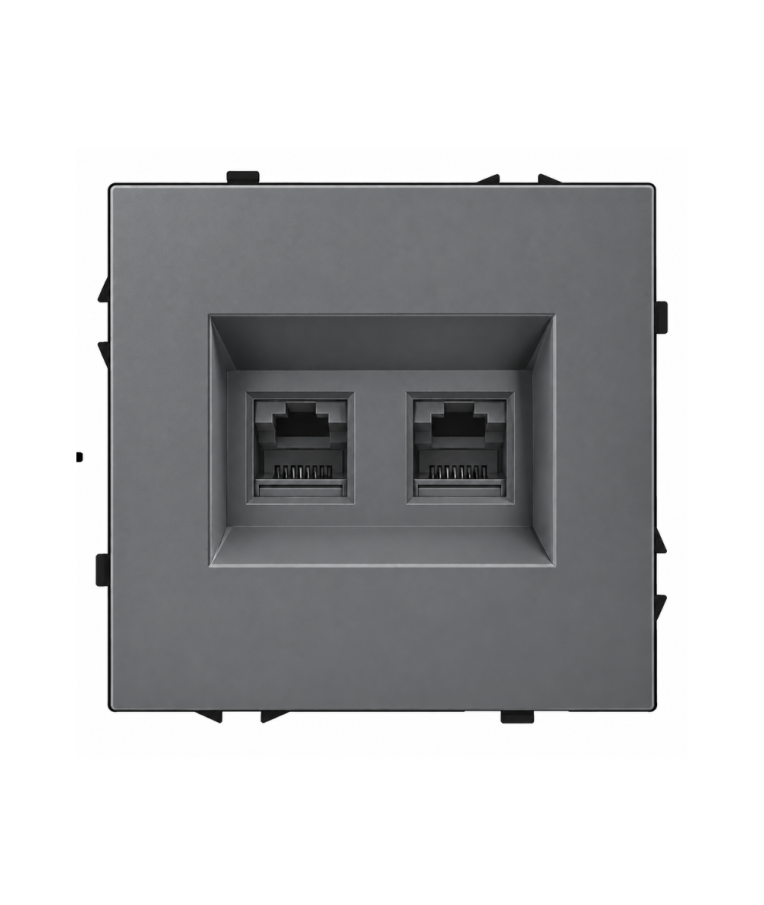 Dvigubas interneto lizdas CAT 6 Feelspot FSIN2CAT6G, pilkas 1