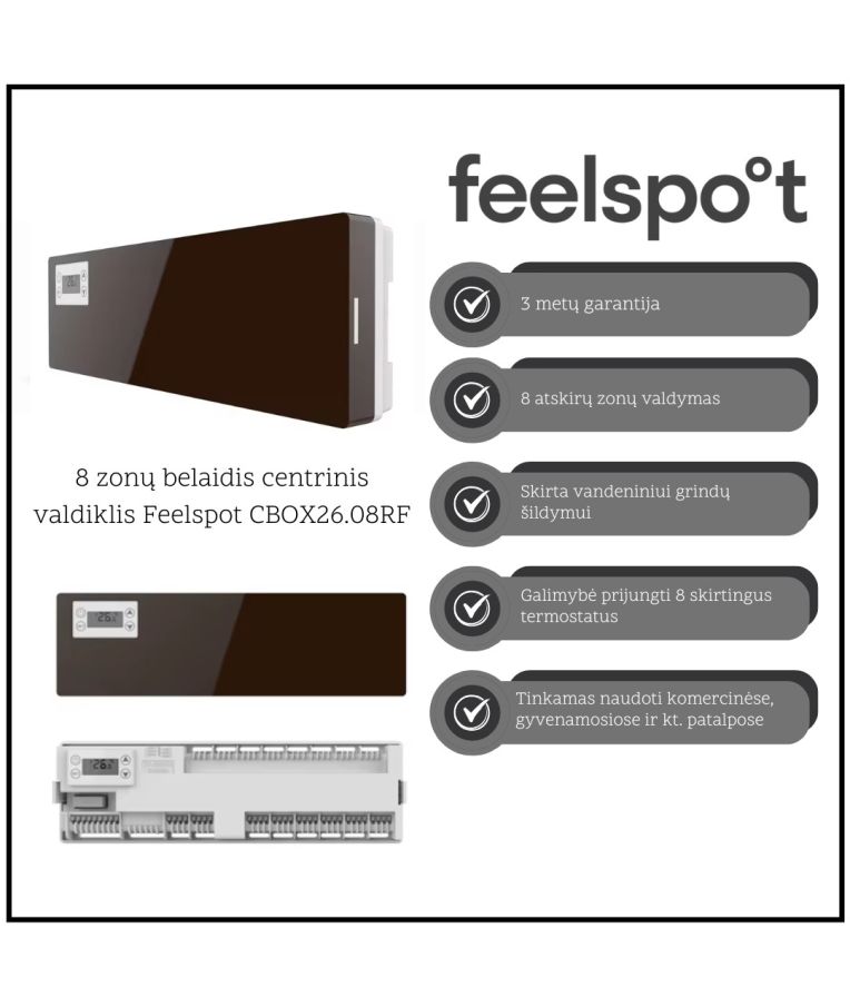 8 zonų belaidis centrinis valdiklis Feelspot CBOX26.08RF 
