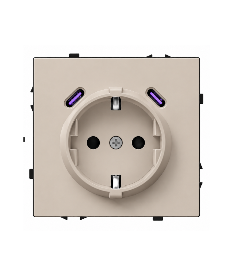 Kištukinis lizdas su USB C+C jungtimis Feelspot FSKL1CCCA, 20W, kašmyro 1
