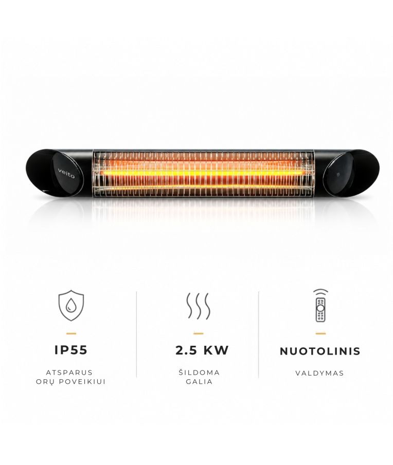 Anglies pluošto infraraudonųjų spindulių šildytuvas Veito BLADE S, juodas