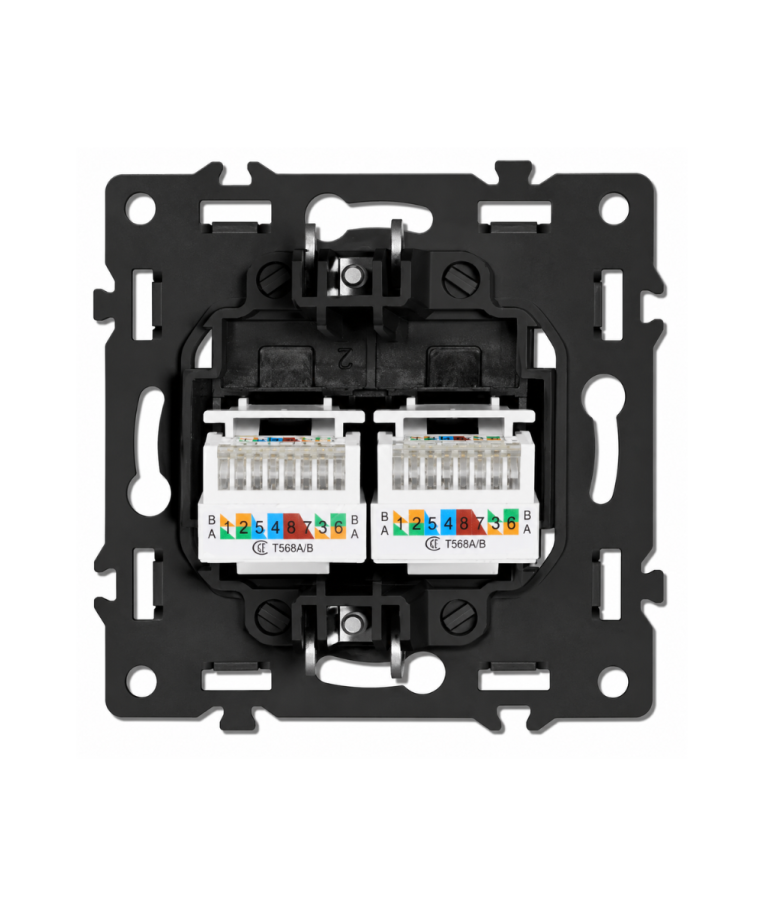 Dvigubas interneto lizdas CAT 6 Feelspot FSIN2CAT6B, juoda 2