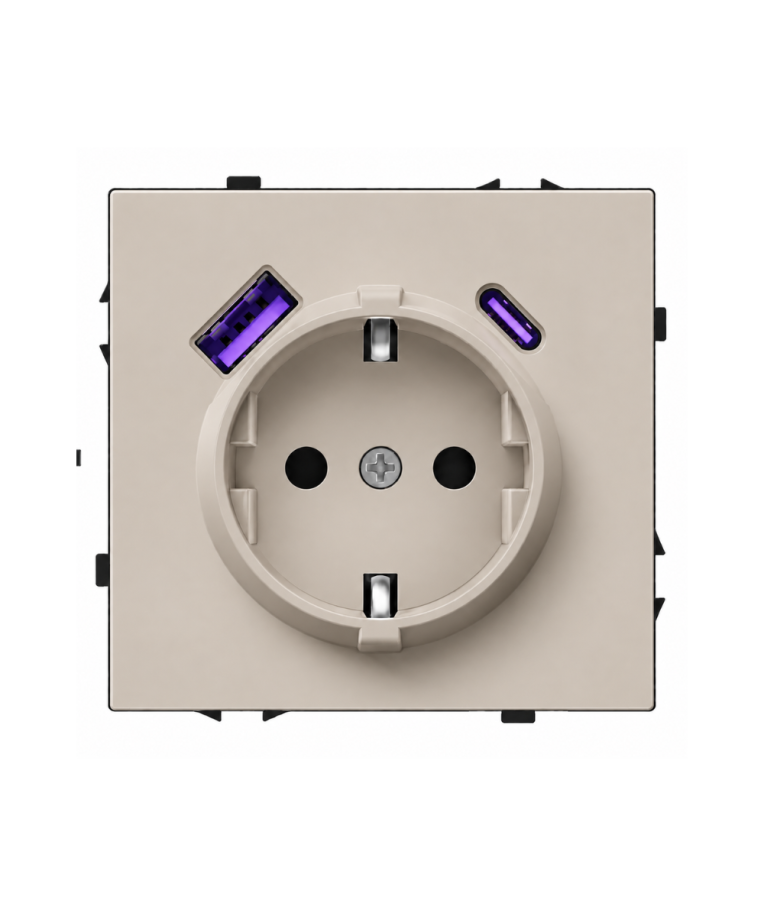 Kištukinis lizdas su USB A+C jungtimis Feelspot FSKL1A1CCA, 20W, kašmyro 1