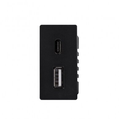 1/2 greito krovimo lizdas Feelspot USB+C, be rėmelio, juodas, 20W