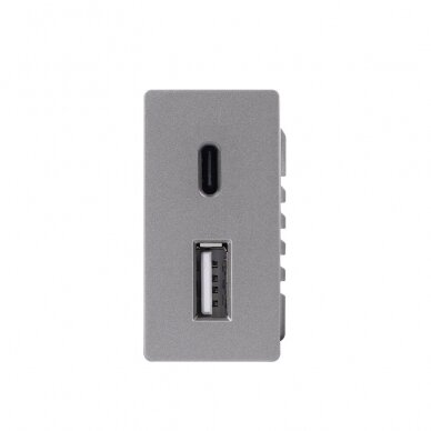 1/2 greito krovimo lizdas Feelspot USB+C, be rėmelio, pilkas, 20W