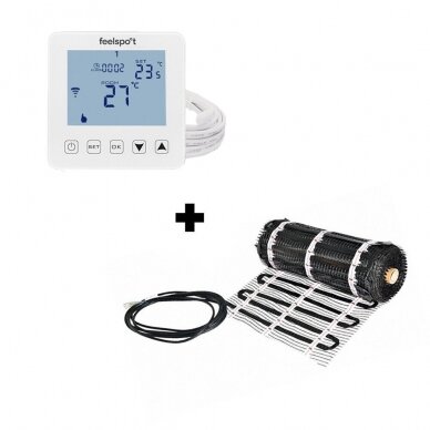 Grindinio šildymo tinklelis Warmset BLACK + programuojamas termostatas Feelspot WTH22.16 WiFi