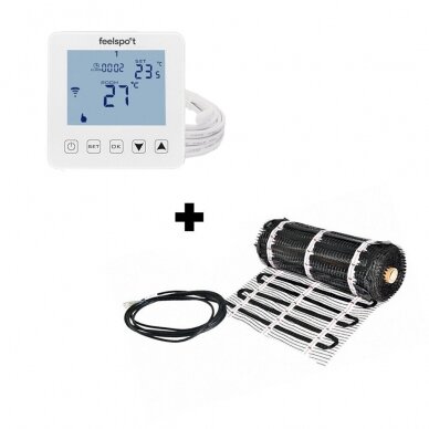 Grindinio šildymo tinklelis Warmset BLACK, 150W + programuojamas termostatas Feelspot WTH22.16 WiFi