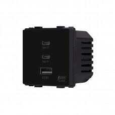 Greito krovimo rozetė Feelspot su USB+C+C jungtimis, 65W, juoda